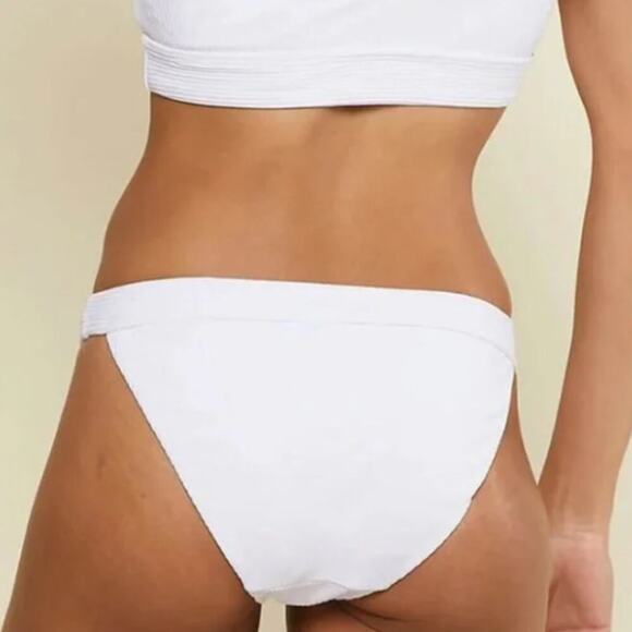 Andie Banded Cheeky Bikini Swim Bottom in Ribbed White Size XL NEW with tags! - Picture 2 of 5